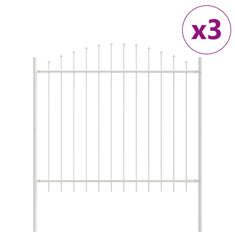 Gartenzaun mit Bogenoberteil Weiß 5,1x1,25 m aus Stahl