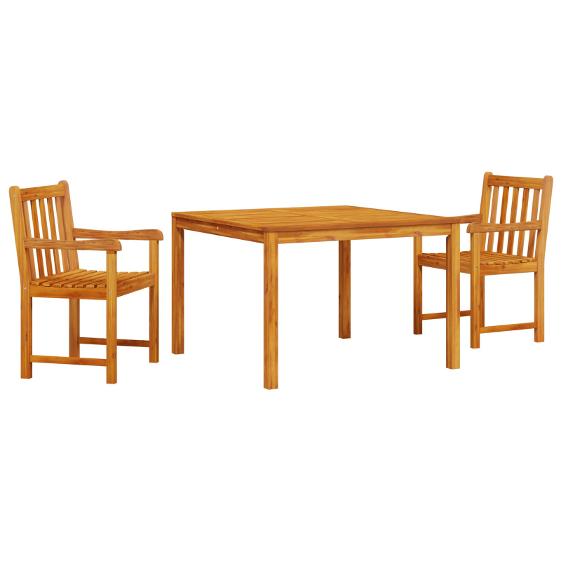 3-teiliges Garten-Esszimmer-Set aus massivem Akazienholz