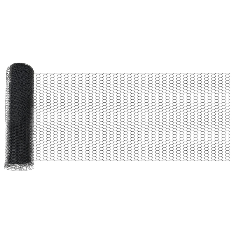 Zaunpfosten 11 Stück U-Kanal Grau 60 cm Stahl, Sechseckzaun Grau 0.6x50 m Stahl
