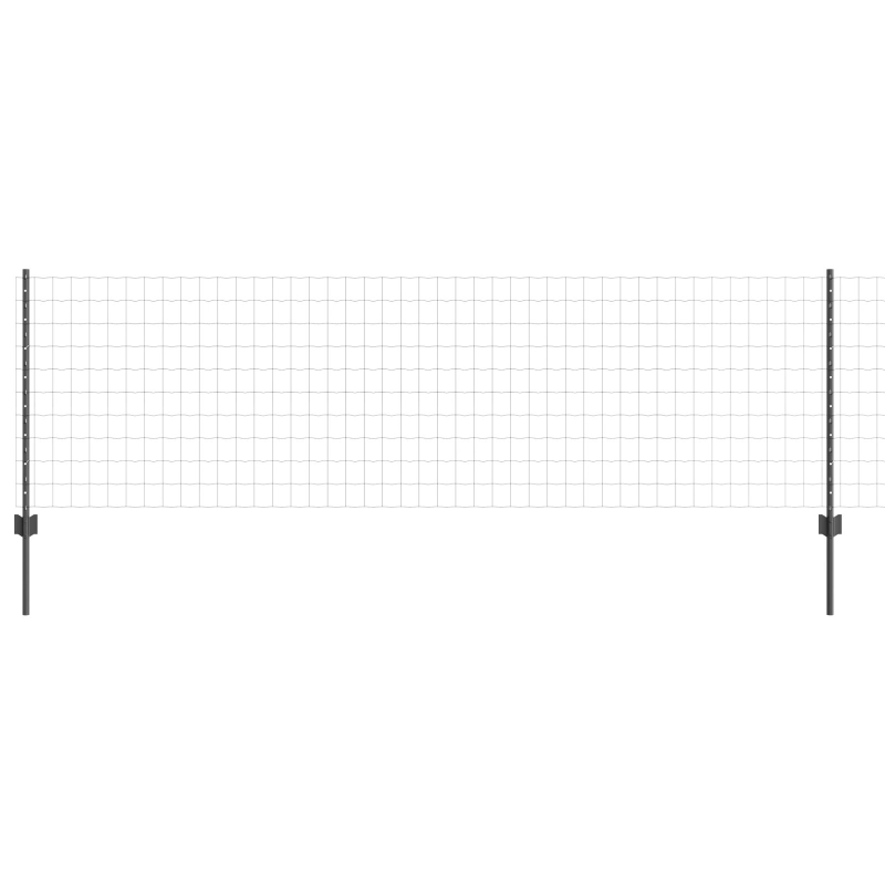 Eurozaun mit 11 U-Pfosten Grau 0,8x25 m Stahl