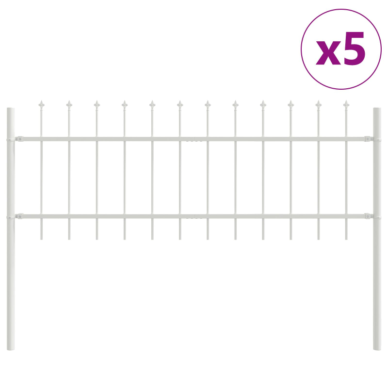 Gartenzaun mit Speartop in Weiß, 8,5 x 0,6 m aus Stahl
