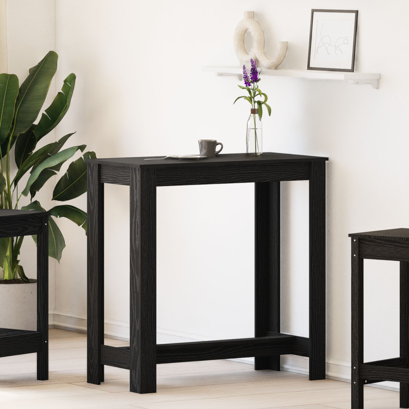 Bartisch aus schwarzem Eichenholz 102x50x103,5 cm aus Ingenieurholz