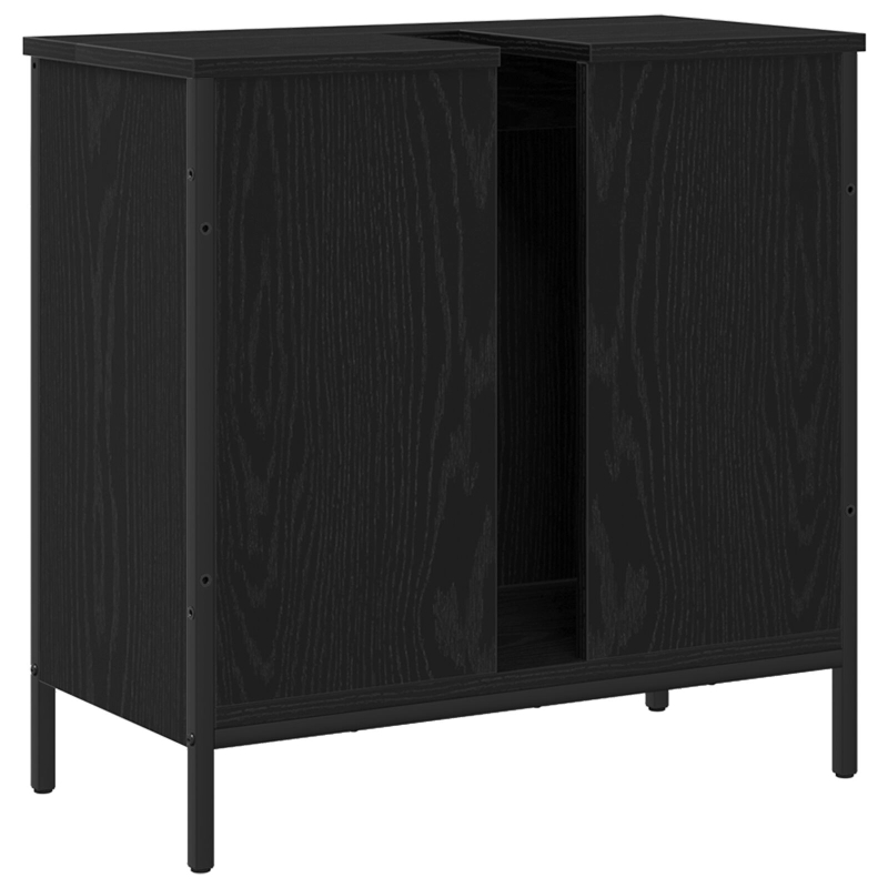 Badezimmer Waschbecken Schrank Schwarz Eiche 60x30x60 cm Werkstoff