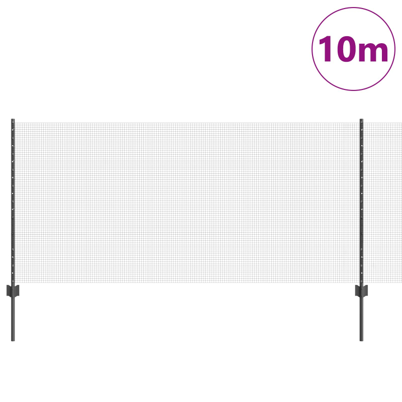 Hühnerdrahtzaun Set Set aus 2 Grau Metall 10 x 1 m Zaun