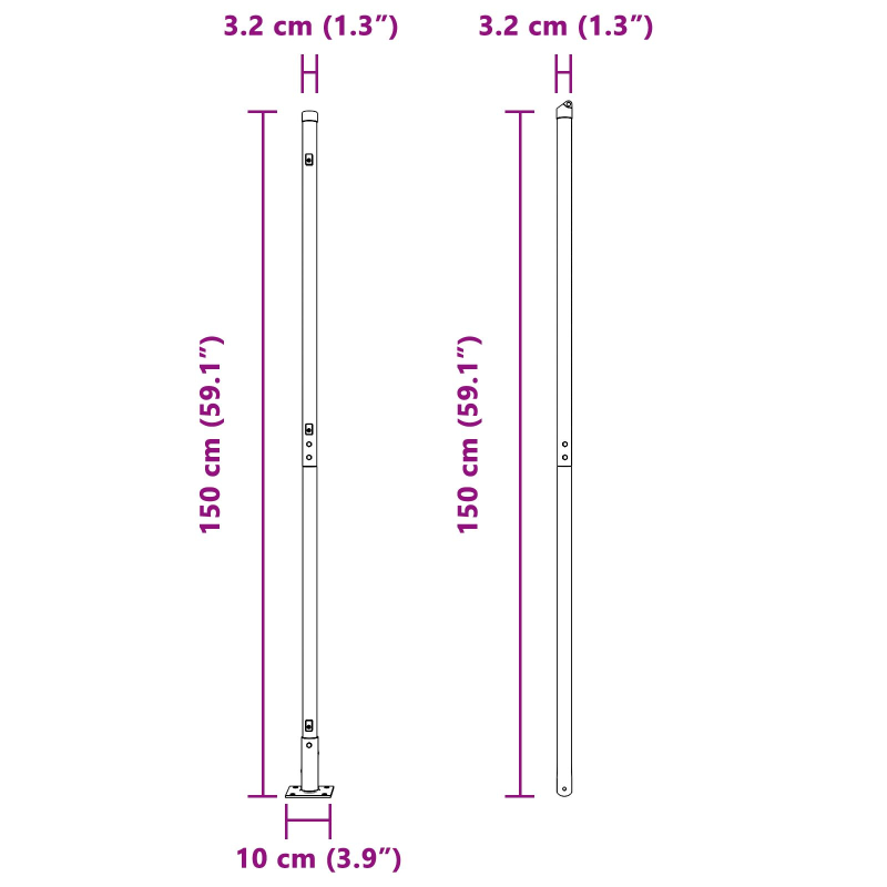 Zaunpfosten Set 26 Teile Grau Beton 3,2 x 3,2 x 78,5 cm