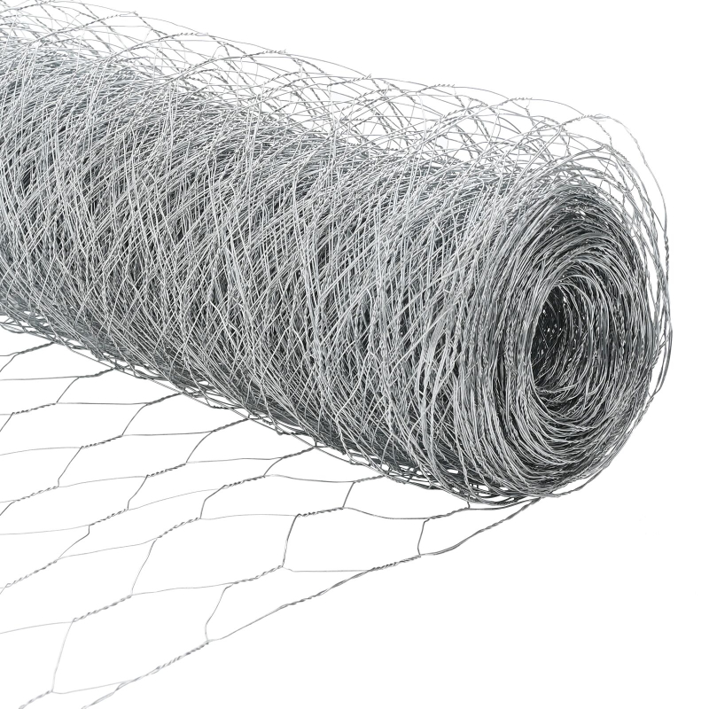 Sechseckzaun mit 22 U-Pfosten Silber 1x25 m Stahl