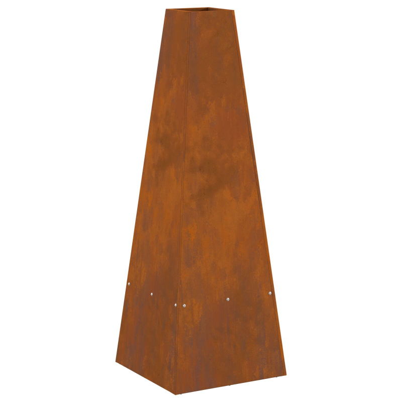 Feuerstelle mit Holzlager 35x35x100 cm Wetterstahl