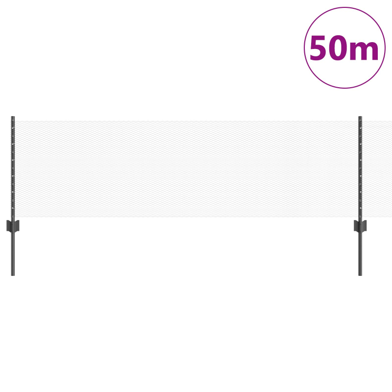 Zaunpfosten 11 Stück U-Kanal Grau 60 cm Stahl, Sechseckzaun Grau 0.6x50 m Stahl