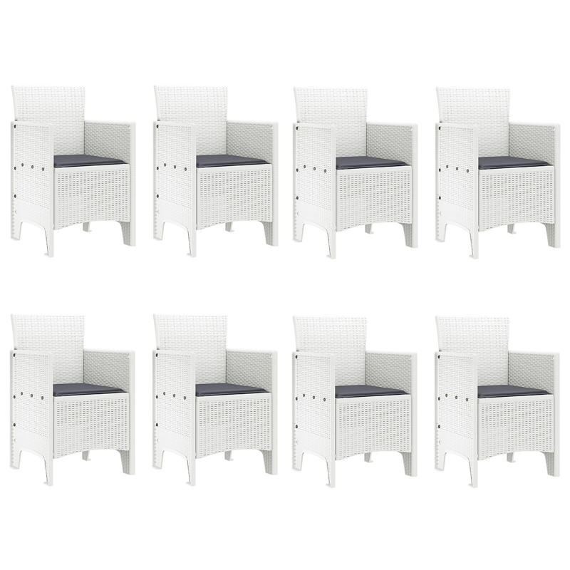 Garten Esszimmer Set 9-teilig Weiß Rattan Langlebig
