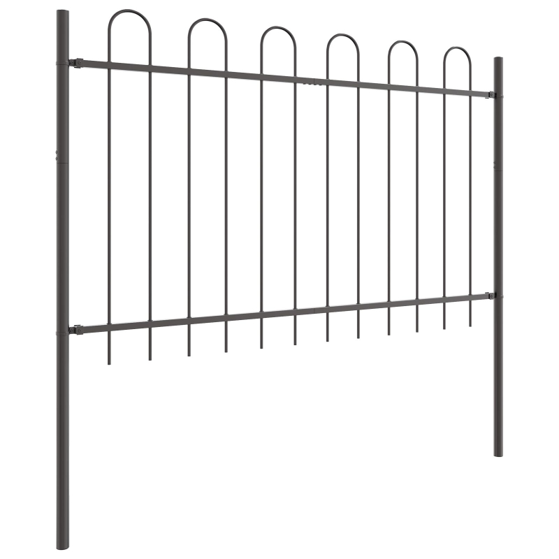 Grauer Gartenzaun mit Rundoberkante 8,5x0,8 m aus Stahl