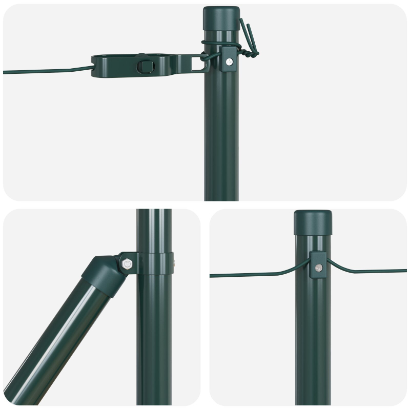 Zaunpfosten 52 Stück Grün Ø32 mm 80 cm Galvanisiertes Stahl