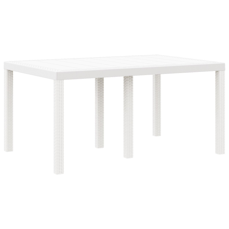 7-teiliges Garten Esszimmer Set Weiß Poly-Rattan