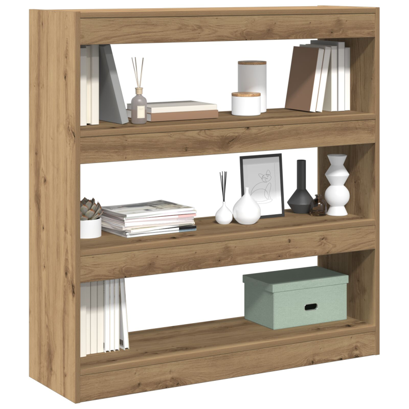 Bücherregal/Raumteiler in handwerklicher Eiche - 100x30x103cm, aus Holzwerkstoff