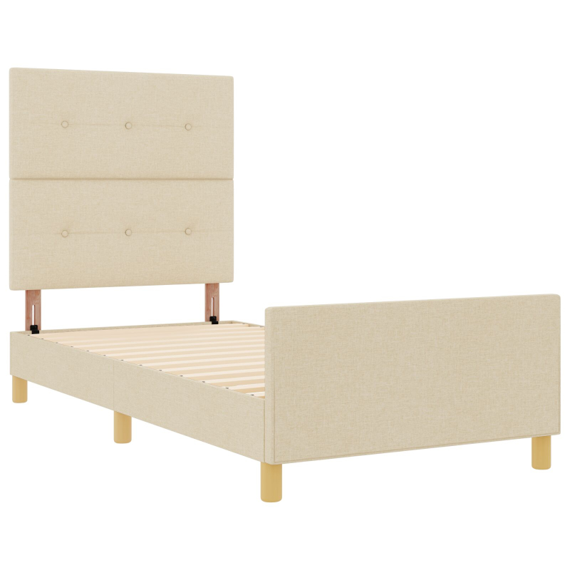 Bettgestell Creme 90x190 cm Stoff