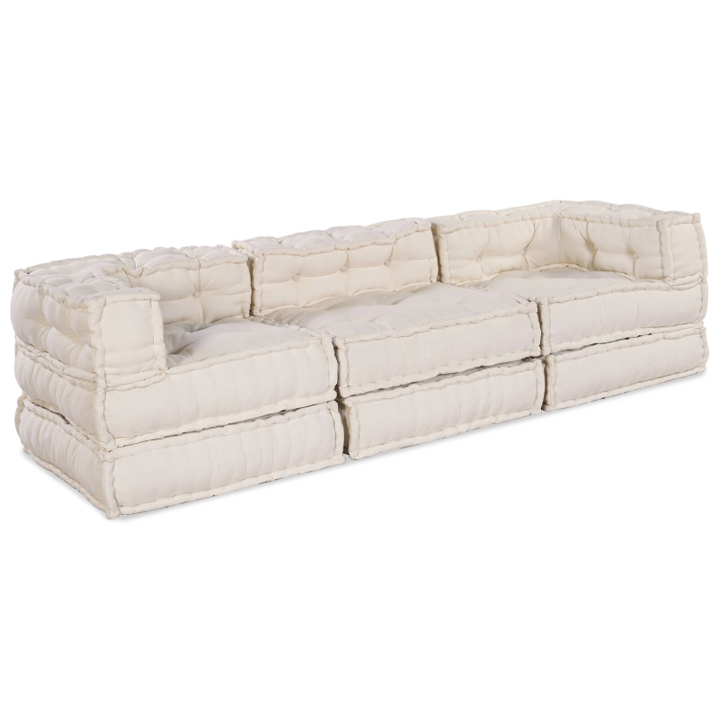 Modulare Poufs 3er Set Creme Stoff