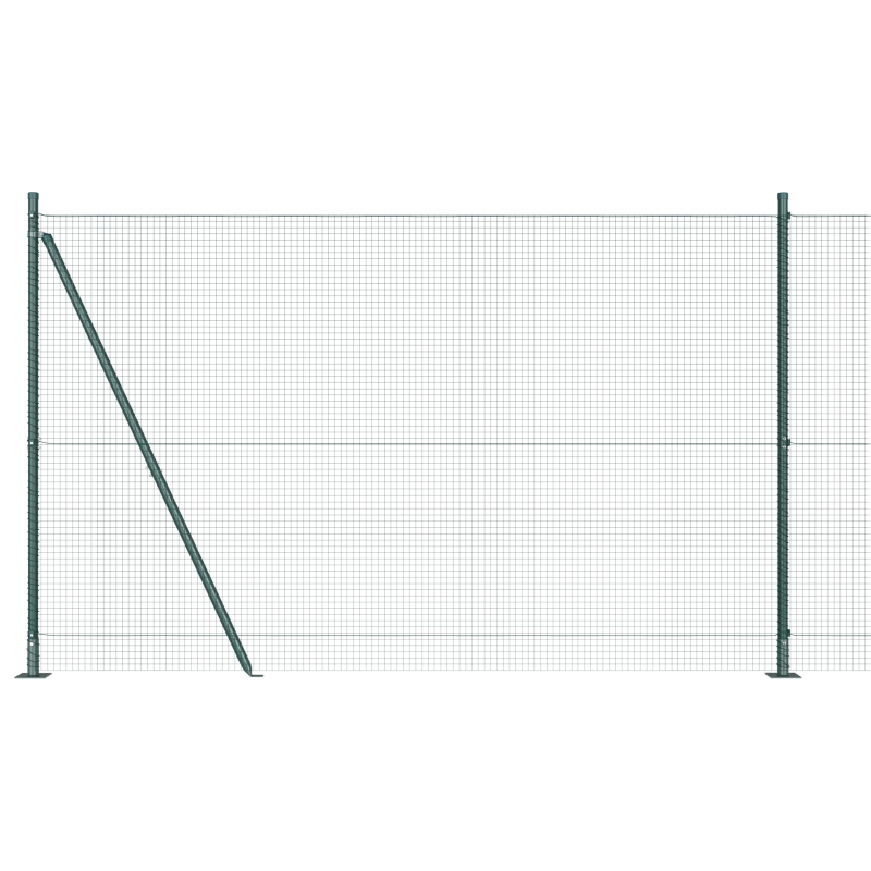 Schweißdrahtzaun mit 13 Flanschpfosten Grün 1,5x25 m Stahl