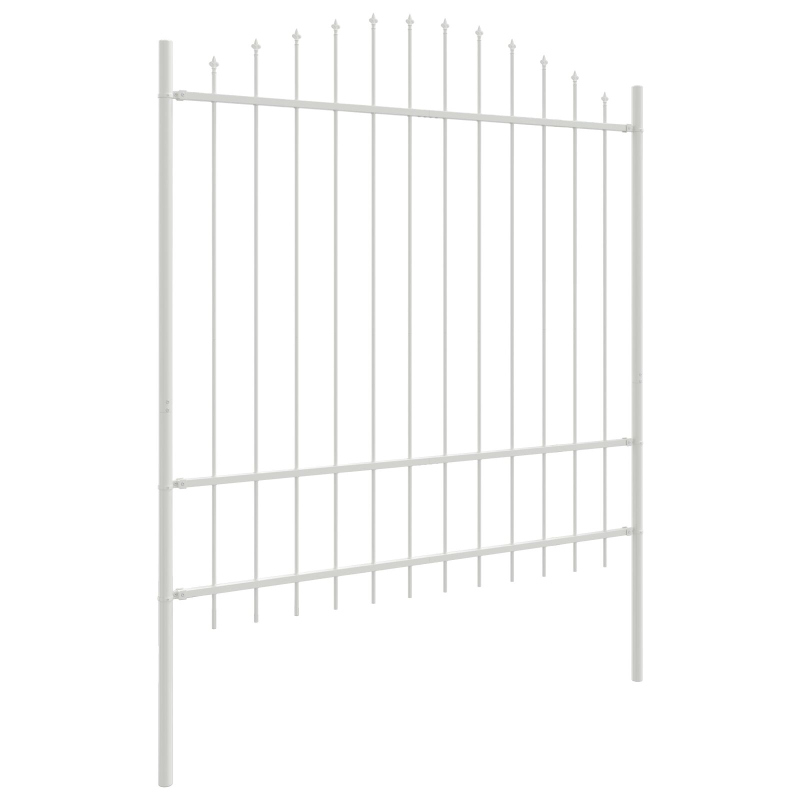 Gartenzaun mit Bogenoberteil Weiß 3,4x1,75 m Stahl