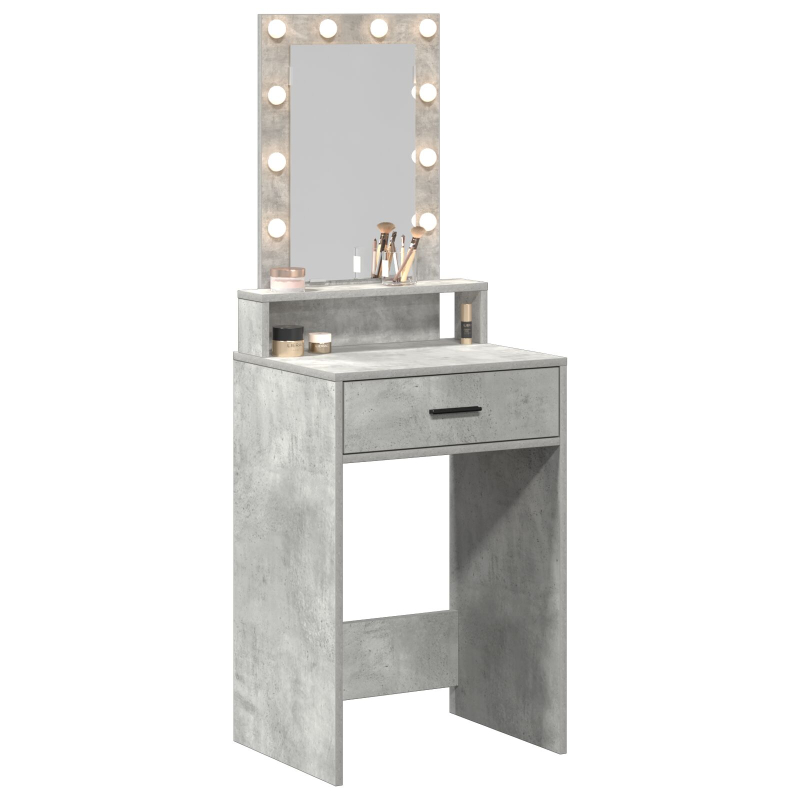 Schminktisch mit LED-Lichtern Beton-Grau 50x41x140 cm