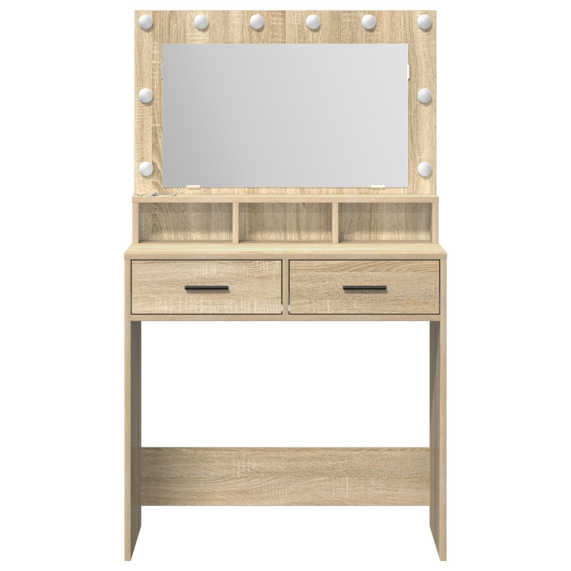 Schminktisch mit LED-Lichtern in Sonoma Eiche 79x41x135 cm