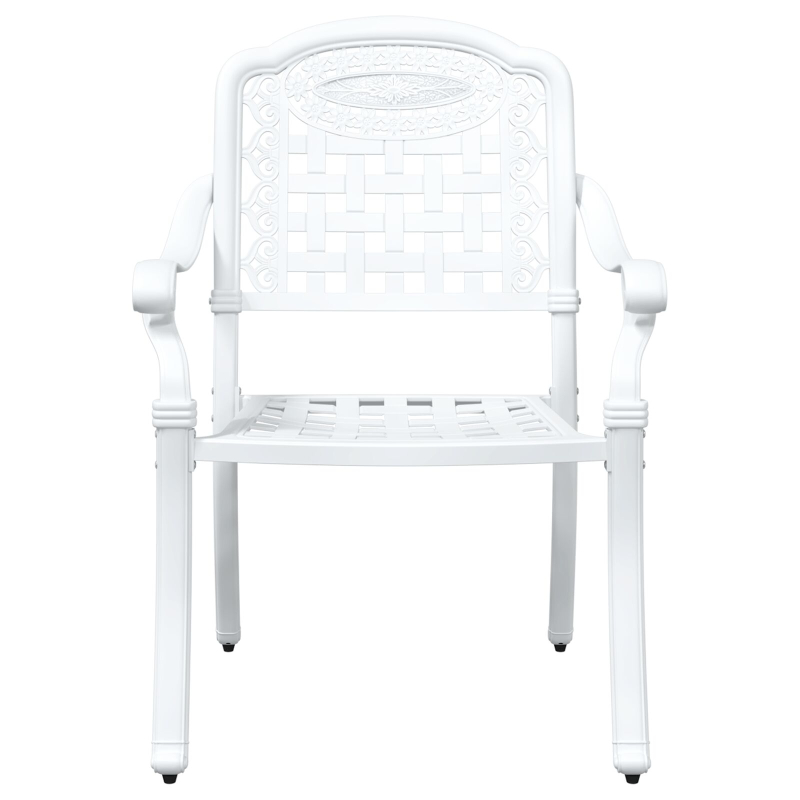 3-teiliges Garten Bistro Set Weiß aus Gusseisen