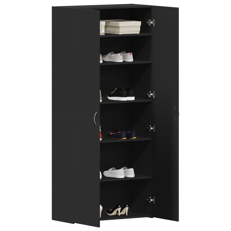 Schuhschrank Schwarz 80x35,5x180 cm Holzwerkstoff
