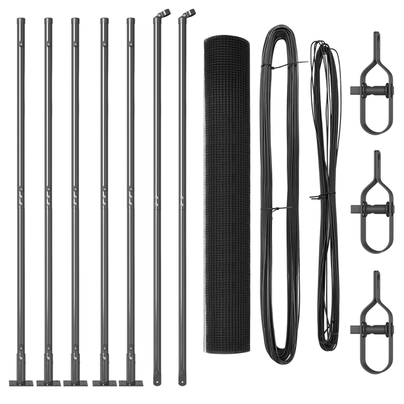Graues Zaunpfosten-Set Set aus 2 Grau Metall, PVC 10 x 1 m