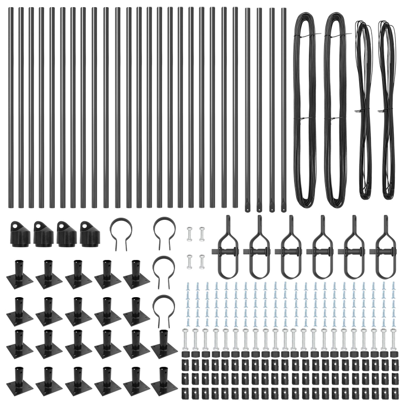 Zaunpfosten Set von 26 Grau Beton, Metall 3,2 x 3,2 x 110 cm