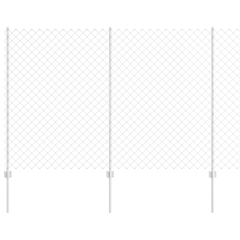 Kettengliedzaun mit 20 U-Posts Silber 1,5x10 m Stahl