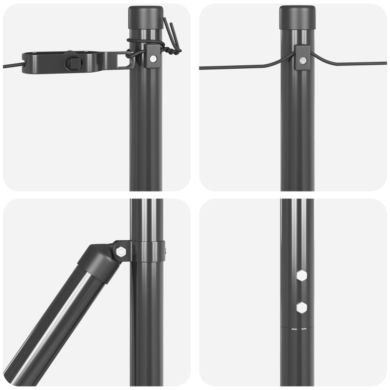 Zaunpfosten 26 Stück Grau Ø32 mm 170 cm Galvanisiertes Stahl