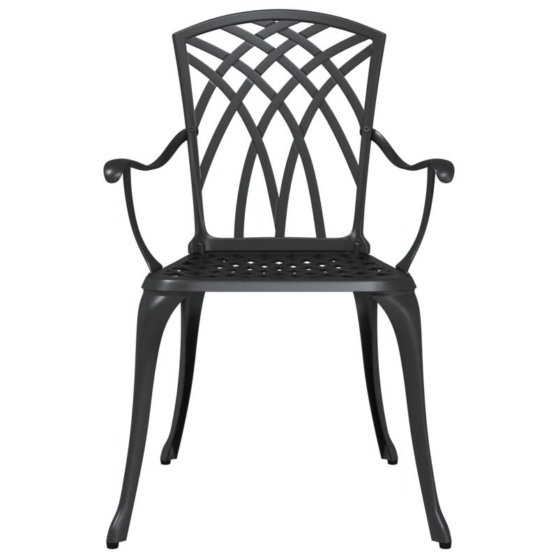 Gartenstühle 2 Stück Schwarz Gussaluminium