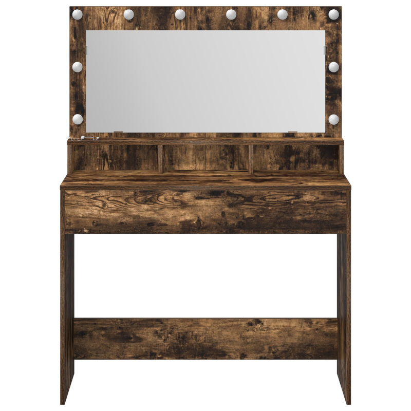 Schminktisch mit LED-Lichtern in Raucheiche 100x41x135 cm