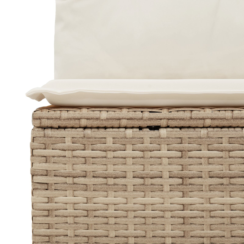 11-teiliges Garten Sofa Set mit Kissen Beige Poly Rattan Akazie