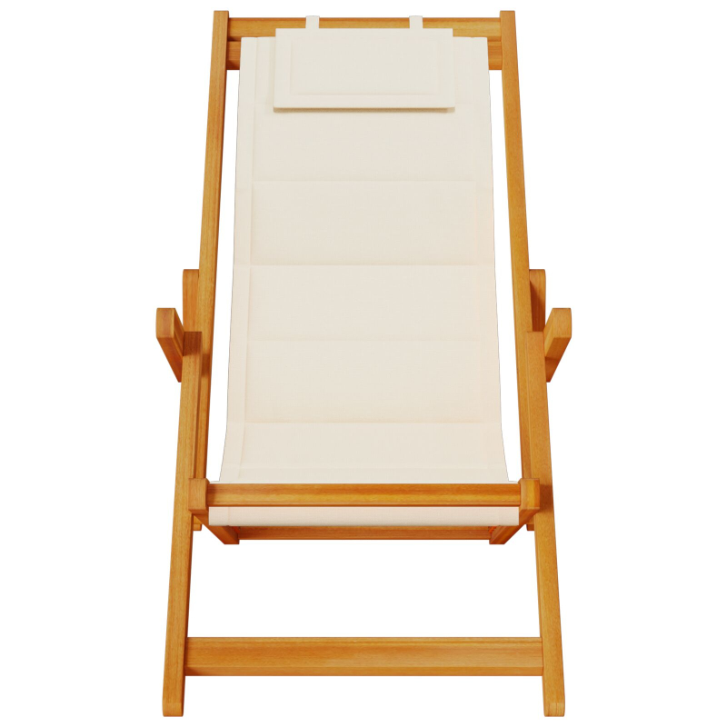 Faltbare Strandstühle 2er-Set Creme, Akazienholz und Textilene