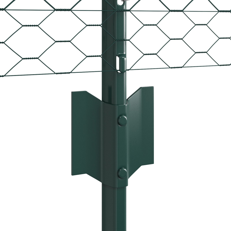 Zaunpfosten 11 Stück U-Kanal Grün 80 cm Stahl, Sechseckzaun Grün 0,8x50 m Stahl