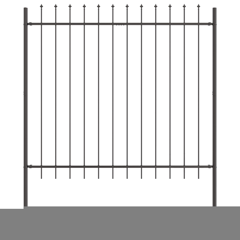 Gartenzaun mit Speerspitze Grau 8,5x1,5 m Stahl