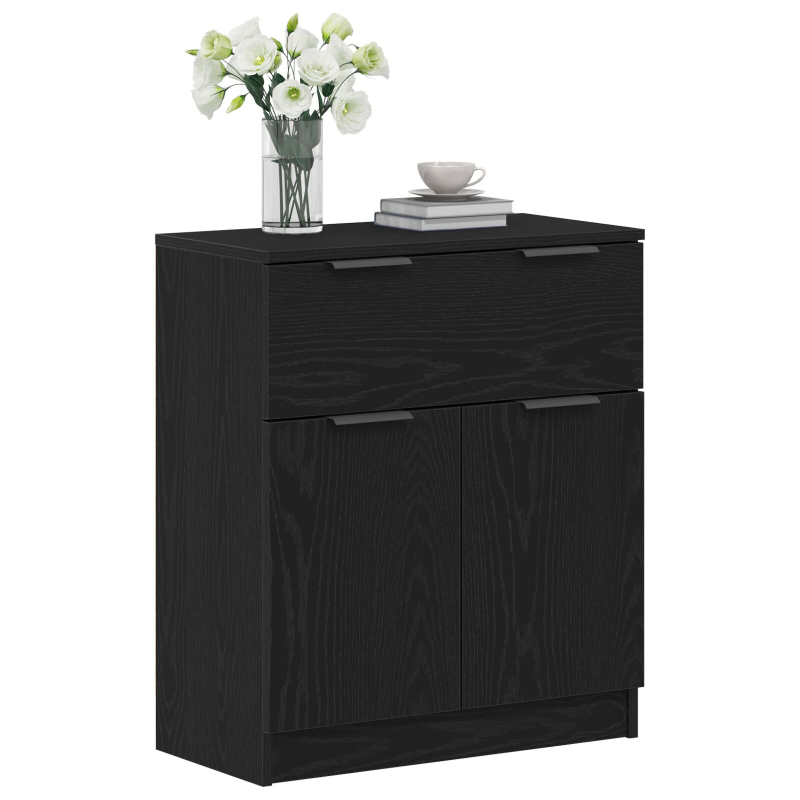 Schwarzer Eichen-Sideboard 60x30x70 cm aus Holzwerkstoff