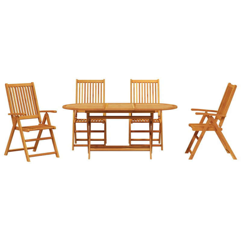 5-teiliges Gartendining-Set aus massivem Akazienholz