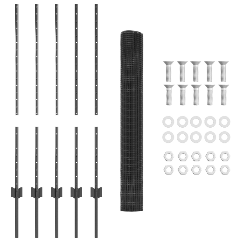 Gartenzaun Set Set aus 2 Grau Kunststoffbeschichtetes Metall