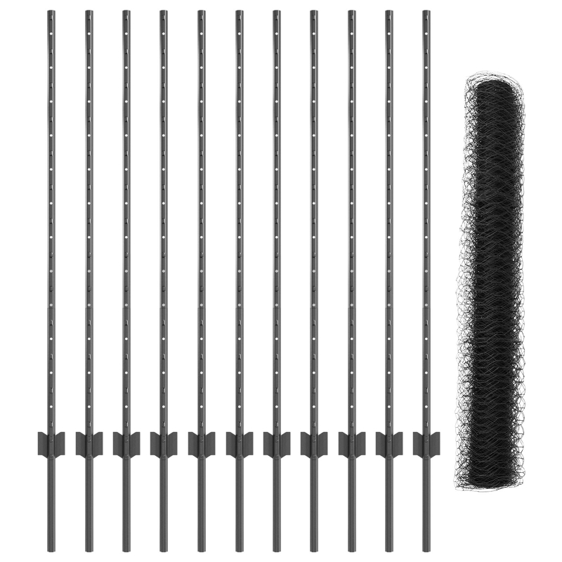 Gartenzaun-Set Set aus 2 Grau Metall Groß Robust Gartenzaun