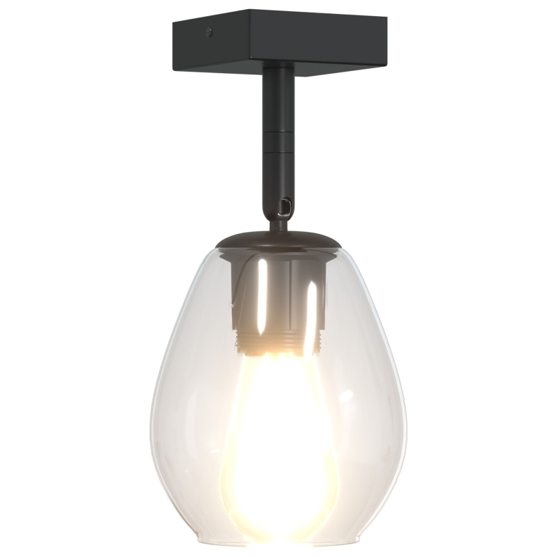 Deckenleuchten mit verstellbarem Glaslampenschirm Anthrazit E27