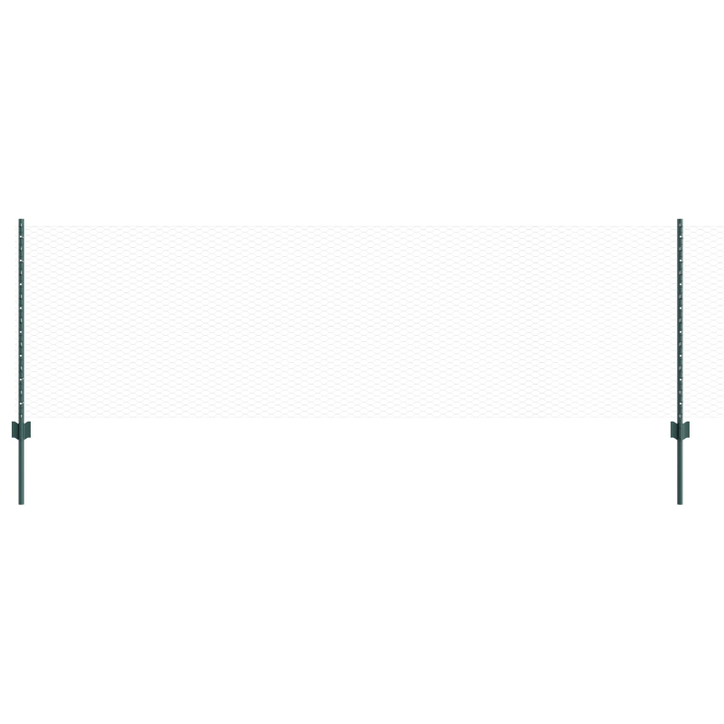 Zaunpfosten 11 Stück U-Kanal Grün 80 cm Stahl, Sechseckzaun Grün 0,8x50 m Stahl
