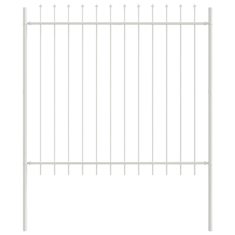 Gartenzaun mit Speerspitze, weiß, 10,2x1,5 m, aus Stahl