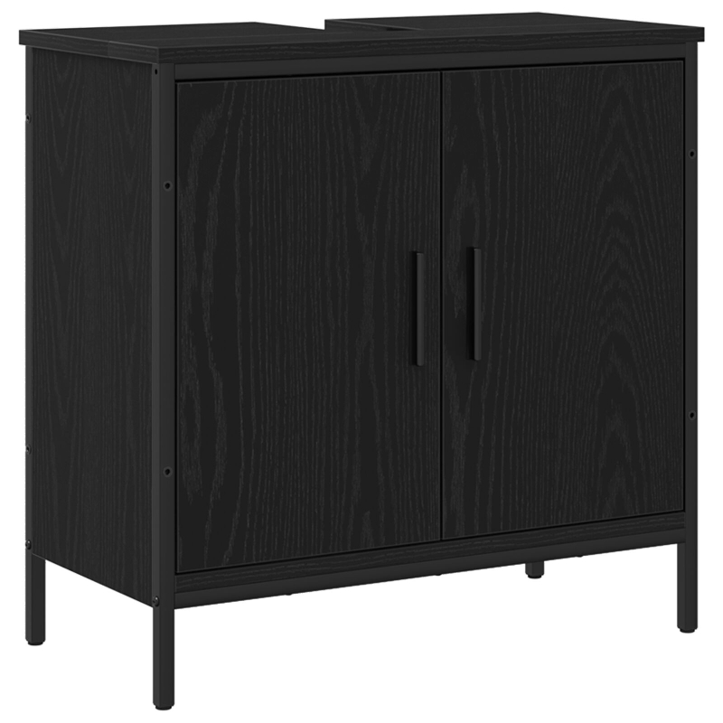 Badezimmer Waschbecken Schrank Schwarz Eiche 60x30x60 cm Werkstoff
