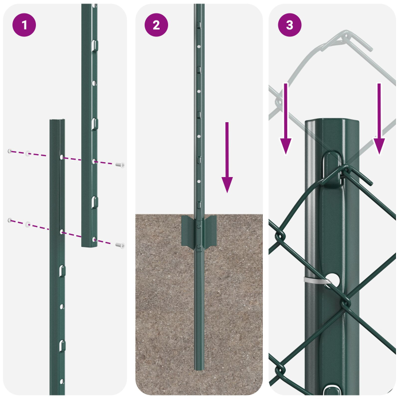 Stabzaun mit 10 U-Posts Grün 1,4x10 m Stahl