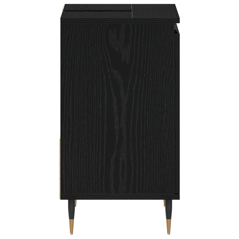 Badezimmer Waschbecken Schrank Schwarz Eiche 65x33x60 cm Engineered Wood