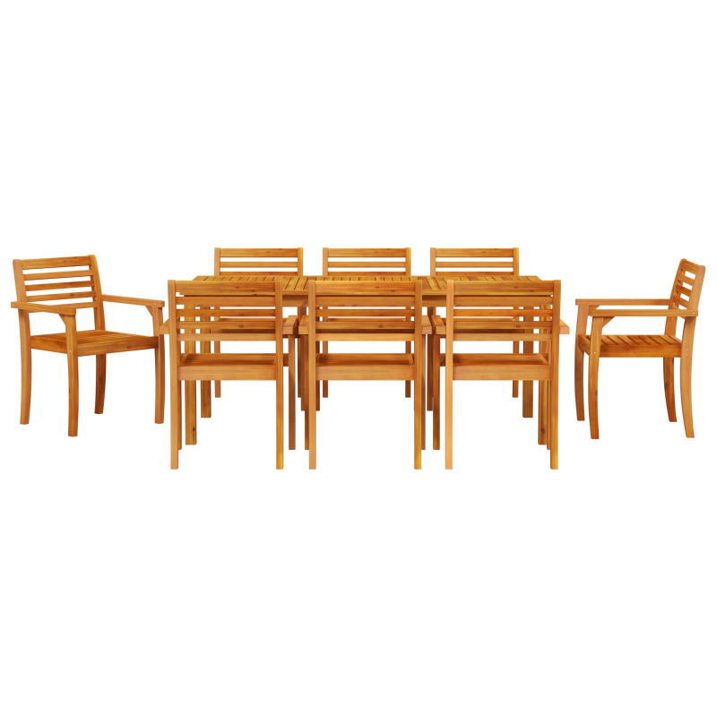 9-teiliges Garten-Esszimmer-Set aus massivem Akazienholz
