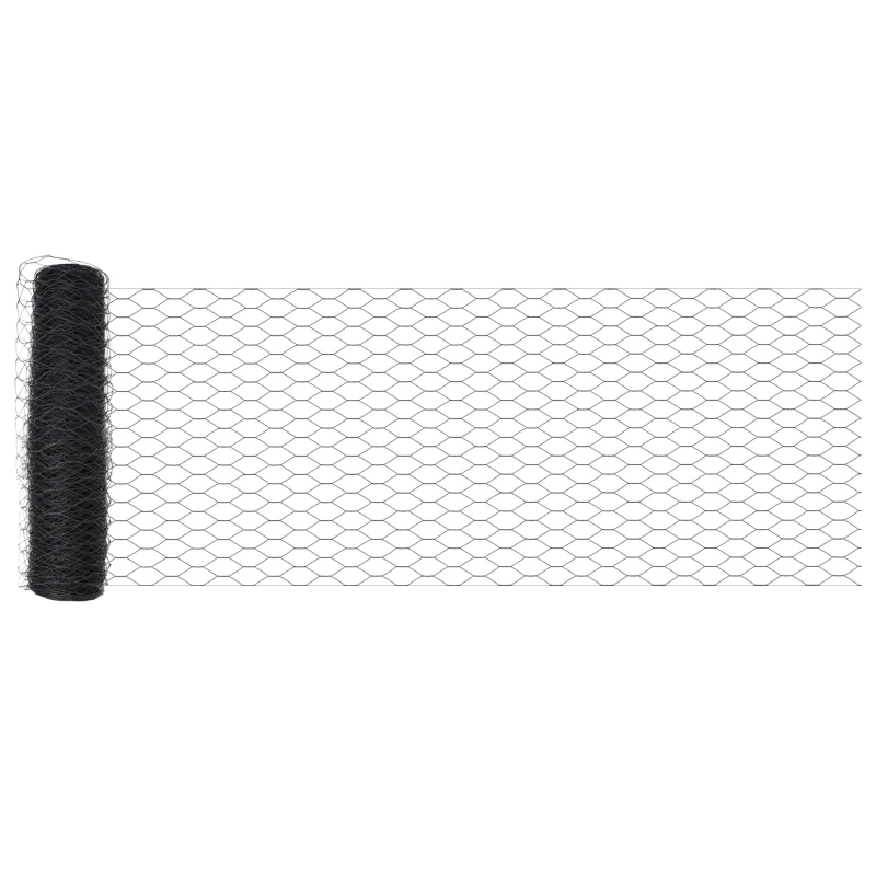 Zaunpfosten 11 Stück U-Kanal Grau 60 cm Stahl, Sechseckzaun Grau 0,6x50 m Stahl
