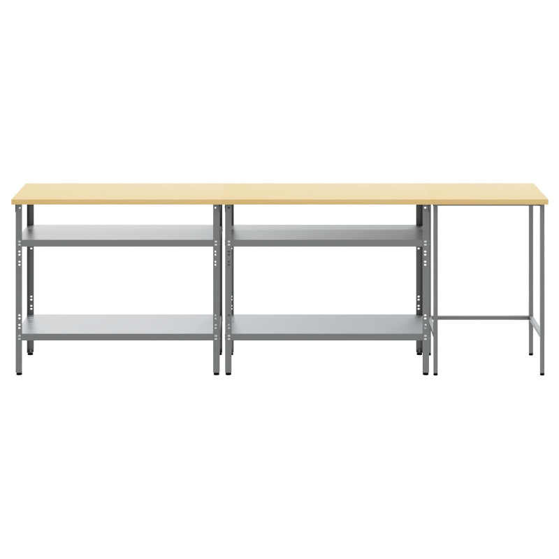3-teiliges Werkbank-Set aus grauem Stahl