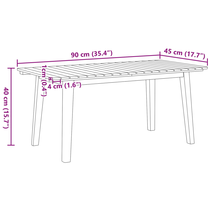 Couchtisch 90x45x40 cm Massivholz Akazie