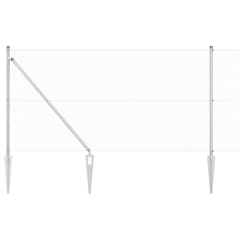 Geknoteter Drahtzaun mit 13 Spike-Pfosten 1,2x50 m Verzinkter Stahl